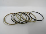 Designer Bangle Bracelet Set of 9 Gold/Black/Silver Female Adult -- Used
