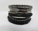 Designer Bangle Bracelet Set of 9 Black/Silver/Gold Female Adult -- Used
