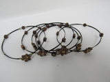 Designer Bangle Bracelet Set of 6 Brown Flowers Female Adult Floral -- Used