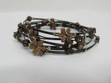 Designer Bangle Bracelet Set of 6 Brown Flowers Female Adult Floral -- Used