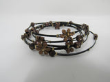 Designer Bangle Bracelet Set of 6 Brown Flowers Female Adult Floral -- Used