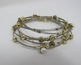 Designer Bangle Bracelet Set of 6 Gold/Silver Pearls Female Adult -- Used