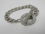 Designer Chain Link Bracelet Silver Clear Gemstones Female Adult -- Used