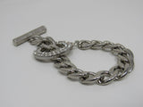 Designer Chain Link Bracelet Silver Clear Gemstones Female Adult -- Used