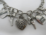 Guess Charm Chain Link Bracelet Love & Hearts Silver Female Adult -- Used