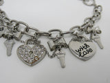 Guess Charm Chain Link Bracelet Love & Hearts Silver Female Adult -- Used