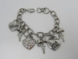 Guess Charm Chain Link Bracelet Love & Hearts Silver Female Adult -- Used