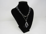 Designer Pendant Chain Link Necklace Silver Clear Pendant Female Adult -- Used