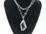 Designer Pendant Chain Link Necklace Silver Clear Pendant Female Adult -- Used