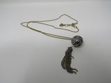 Lucky Brand Ornate Ball & Tassel Pendant Necklace Gold/Silver Female Adult -- Used