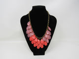 Designer Matching Statement Necklace and Earrings Coral/Gold Female Adult -- Used