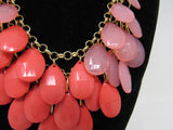 Designer Matching Statement Necklace and Earrings Coral/Gold Female Adult -- Used