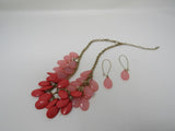 Designer Matching Statement Necklace and Earrings Coral/Gold Female Adult -- Used