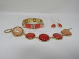 Designer Matching Bracelets and Earrings Coral/Gold Female Adult -- Used