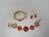 Designer Matching Bracelets and Earrings Coral/Gold Female Adult -- Used
