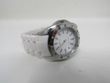 Anne Klein Watch Silver/White Oyster Bracelet Band Clear Gemstones Female Adult -- Used