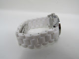 Anne Klein Watch Silver/White Oyster Bracelet Band Clear Gemstones Female Adult -- Used
