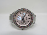 Fossil Watch Silver/Pink Oyster Bracelet Band Female Adult -- Used
