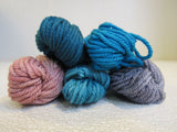 Wonderland Yarns Yarn 5 Skeins 46 Yards Each Rusty Rose/Sage/Teal -- New