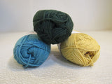 Knit Picks DK Weight Cotlin Yarn 3 Skeins 123 Yards Each Crème Brulee/Surf/Cedar -- New