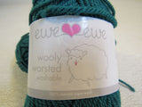Ewe Ewe Wolly Worsted Yarn Teal 2 Skeins 95 Yards Each 100% Fine Merino Wool -- New