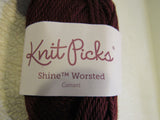 Knit Picks Shine Worsted Yarn Currant 2 Skeins 75 Yards Each -- New