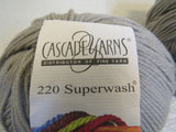 Cascade Yarns 220 Superwash Yarn Light Gray 2 Skeins 220 Yards Each -- New