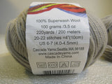 Cascade Yarns 220 Superwash Yarn Light Gray 2 Skeins 220 Yards Each -- New