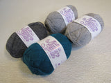 Brown Sheep Co Nature Spun Sport Weight Yarn Gray/Teal 4 Skeins 184 Yards Each -- New