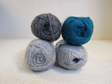 Brown Sheep Co Nature Spun Sport Weight Yarn Gray/Teal 4 Skeins 184 Yards Each -- New