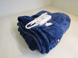 Bedsure Reversible Flannel and Sherpa Heated Throw 60-in x 50-in Navy/White -- New