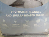 Bedsure Reversible Flannel and Sherpa Heated Throw 60-in x 50-in Navy/White -- New