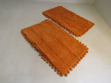Fanci Homi Bobho Throw Pillow Cover Set of 2 Rust Fuzzy Raised Stripes -- New