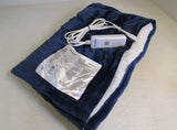 Bedsure Reversible Flannel and Sherpa Heated Throw Navy/White -- New