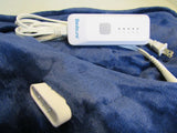 Bedsure Reversible Flannel and Sherpa Heated Throw Navy/White -- New