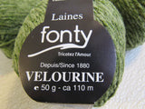 Laines Fonty Velourine Yarn Pea Green 7 Balls 120 Yards Each -- New