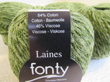 Laines Fonty Velourine Yarn Pea Green 7 Balls 120 Yards Each -- New