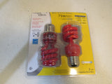 Sylvania Flourescent Light Bulbs Lot of 2 E26 Base Red 13W 120V 60Hz 0.220A -- Used