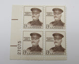 USPS Scott 1214 Vintage 8c General John J Pershing Plate Block -- New