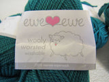 Ewe Ewe Wooly Worsted Yarn Teal 8 Skeins 95 Yards Each 100% Merino Superwash -- New