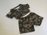 BABW Build A Bear Clothing Military Outfit Camouflage Shirt and Shorts -- Used