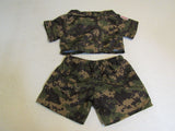 BABW Build A Bear Clothing Military Outfit Camouflage Shirt and Shorts -- Used