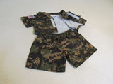 BABW Build A Bear Clothing Military Outfit Camouflage Shirt and Shorts -- Used