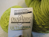 Cascade Yarns Ultra Pima Yarn 2 Skeins 2 Balls 220 Yards Each Lime Green -- New