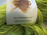 Cascade Yarns Ultra Pima Yarn 2 Skeins 2 Balls 220 Yards Each Lime Green -- New