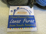 Melosa Hand Painted Lanas Puras Worsted Weight Yarn 2 Skeins 215 Yards Each -- New
