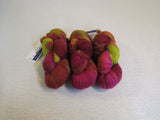 Malabrigo Kettle Dyed Worsted Yarn 3 Skeins 210 Yards Each Rose/Lime Green/Rust -- New