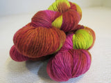 Malabrigo Kettle Dyed Worsted Yarn 3 Skeins 210 Yards Each Rose/Lime Green/Rust -- New