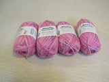 Woolly Jack and Jill DK Yarn Pink/Turquoise 4 Skeins 109 Yards Each -- New
