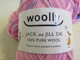 Woolly Jack and Jill DK Yarn Pink/Turquoise 4 Skeins 109 Yards Each -- New